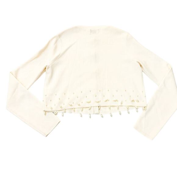 Cami Silk Cardigan Pearl Drop Accented Sweater Cream Size Small NWT - Picture 5 of 7